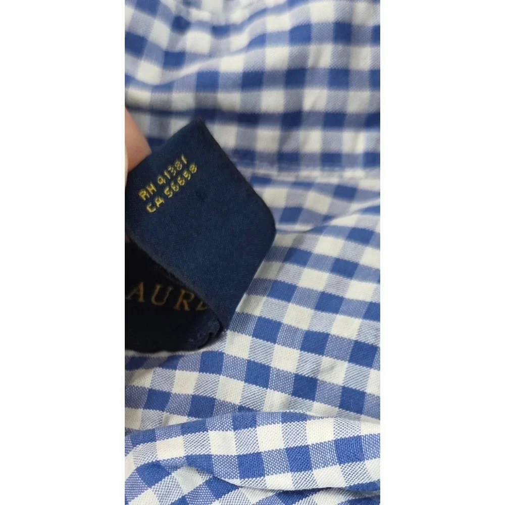 Polo Ralph Lauren Seersucker Shirt Men 4XB Big Blue Gingham Plaid Button Down